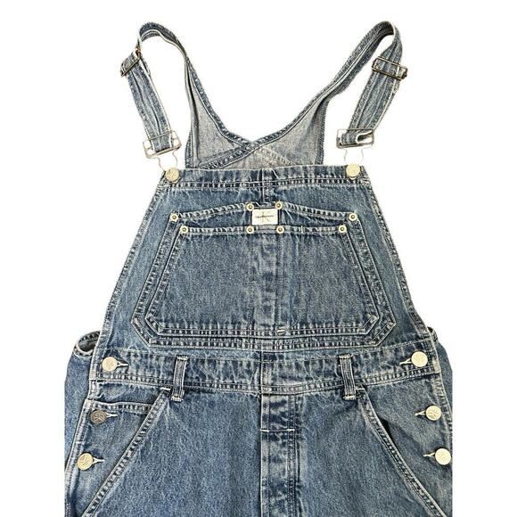 Vintage Y2K Calvin Klein Cropped Denim Carpenter Overalls Women's size Medium - Picture 4 of 15
